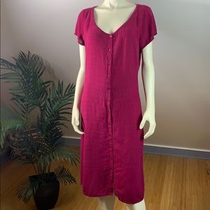 Eileen Fisher Italian Linen Blend Button Dress L